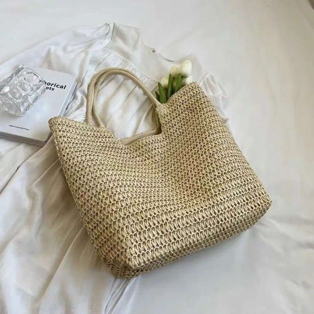 Elegant Woven Straw Hobo Bag - Spacious & Chic