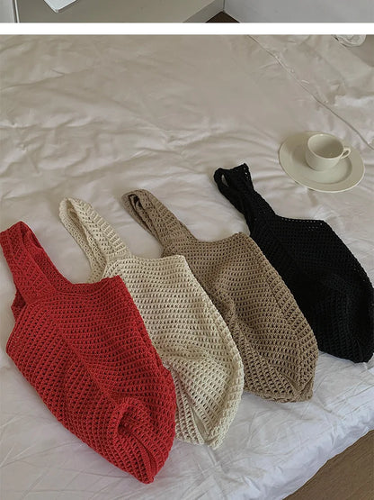 Exquisite Handwoven Retro Knit Tote Bag