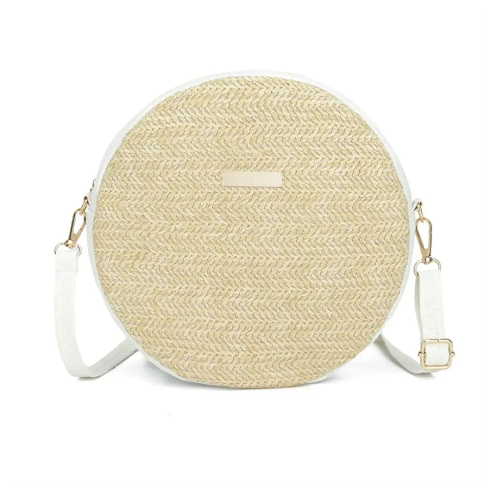 Exquisite Handmade Rattan Round Crossbody Bag
