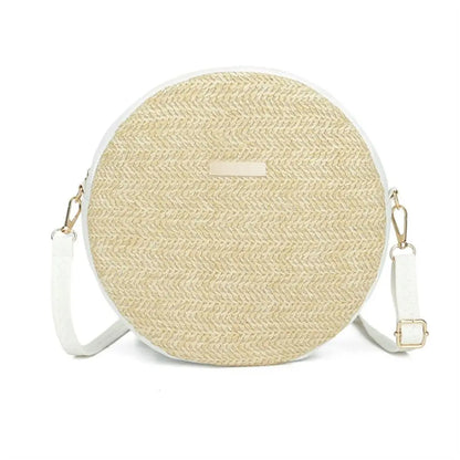 Exquisite Handmade Rattan Round Crossbody Bag