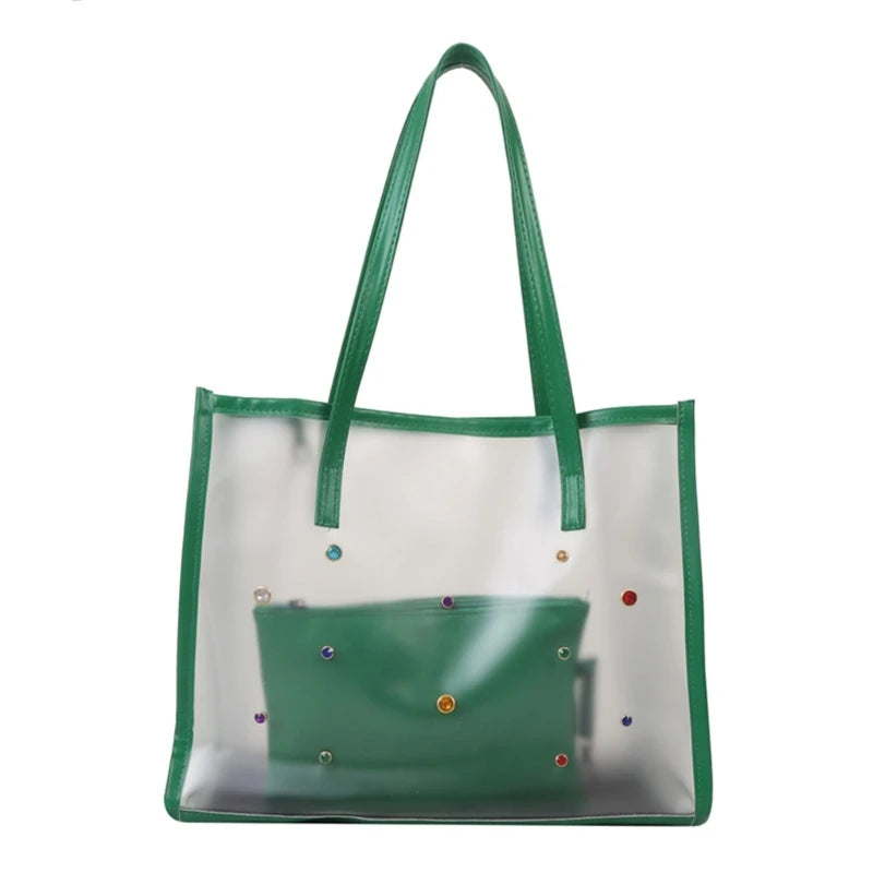 Elegant Transparent PVC Shoulder Bag Set for Women