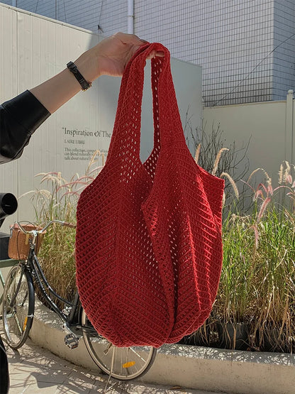 Exquisite Handwoven Retro Knit Tote Bag