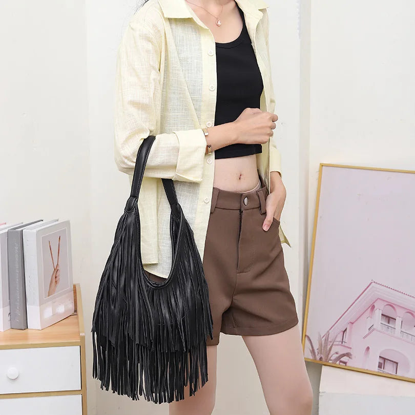 Elegant Long Tassel Women's Shoulder Bag