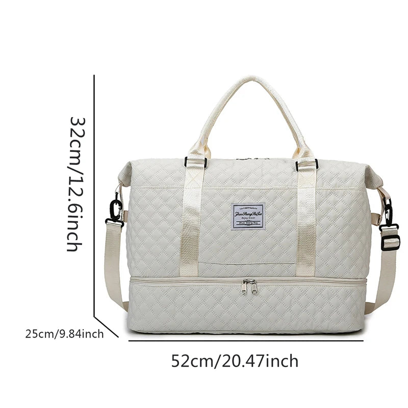 Elegant Women's Travel Duffle Bag with Shoe Compartment