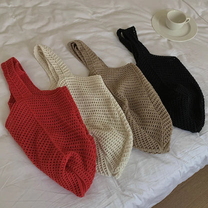 Exquisite Handwoven Retro Knit Tote Bag