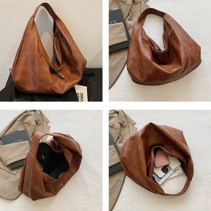 Exquisite Soft Leather Hobo Shoulder Bag for Women