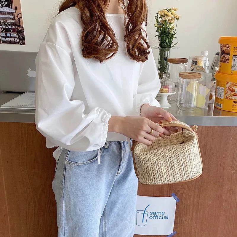 Elegant Bohemian Straw Crossbody Bag for Women