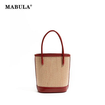 MABULA Luxurious Straw Woven Bucket Bag for Women