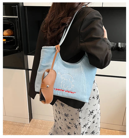 Blue Dream Denim Tote Bag - Elegant Women's Shoulder Handbag