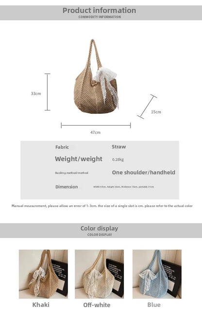 Elegant Handwoven Women's Tote Bag - Summer Beach Style