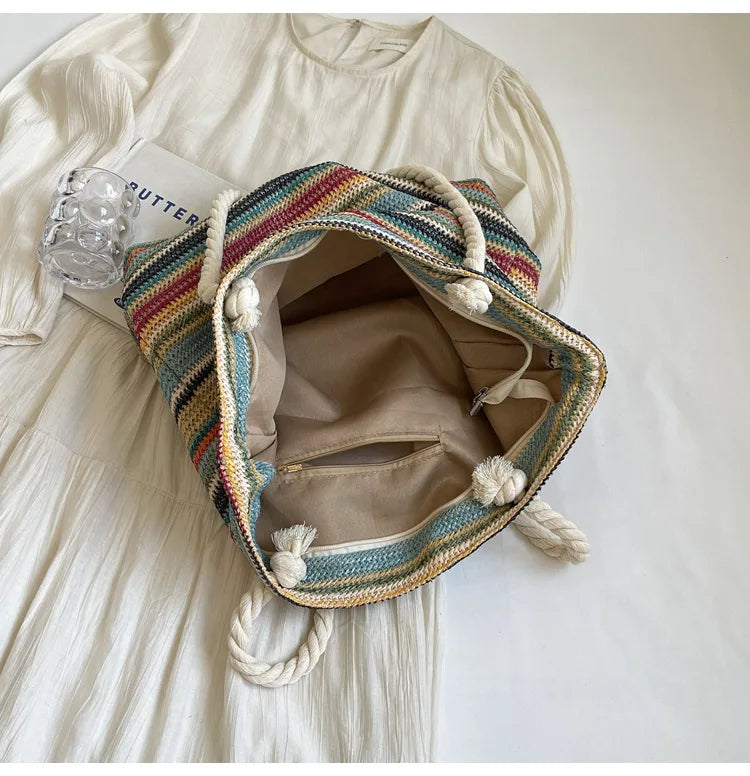 Elegant Ethnic Style Woven Tote Bag
