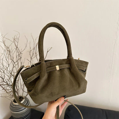 MOODS Burgundy Luxury Suede Handbag for Women