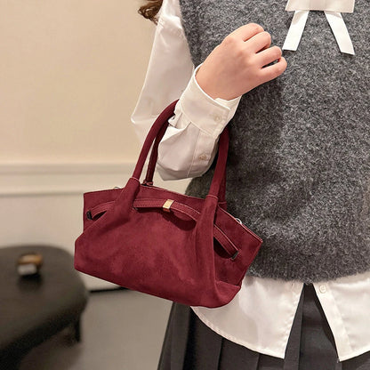 MOODS Burgundy Luxury Suede Handbag for Women