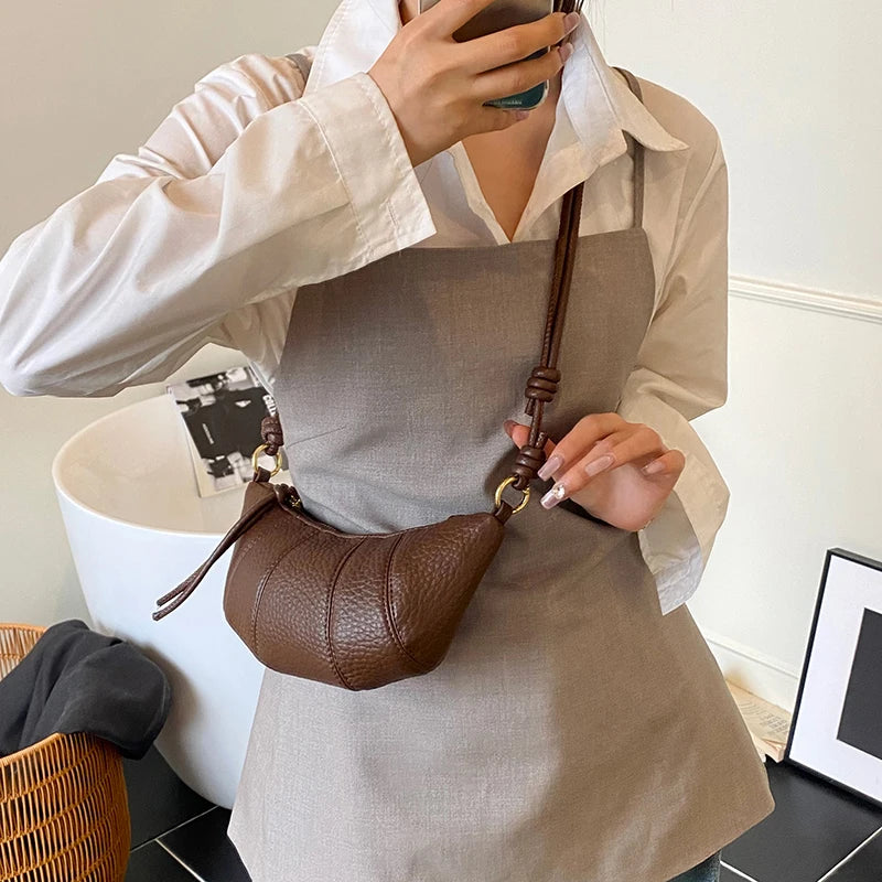 Elegant Splicing Leather Shoulder Bag - Women's Fashion