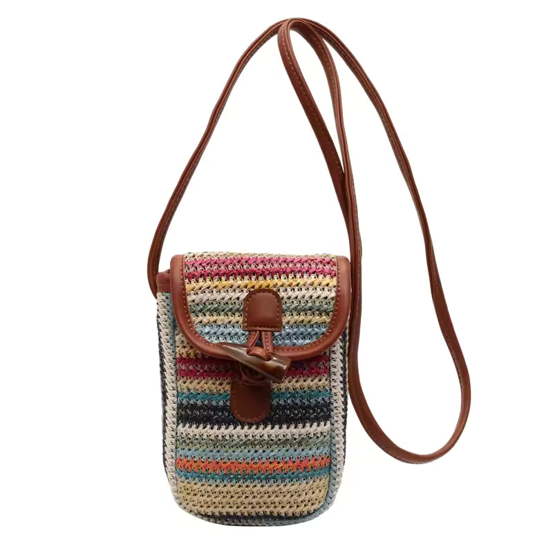 Elegance Weave Mini Straw Shoulder Bag