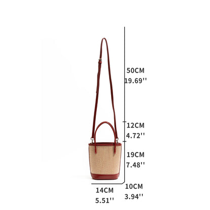 MABULA Luxurious Straw Woven Bucket Bag for Women