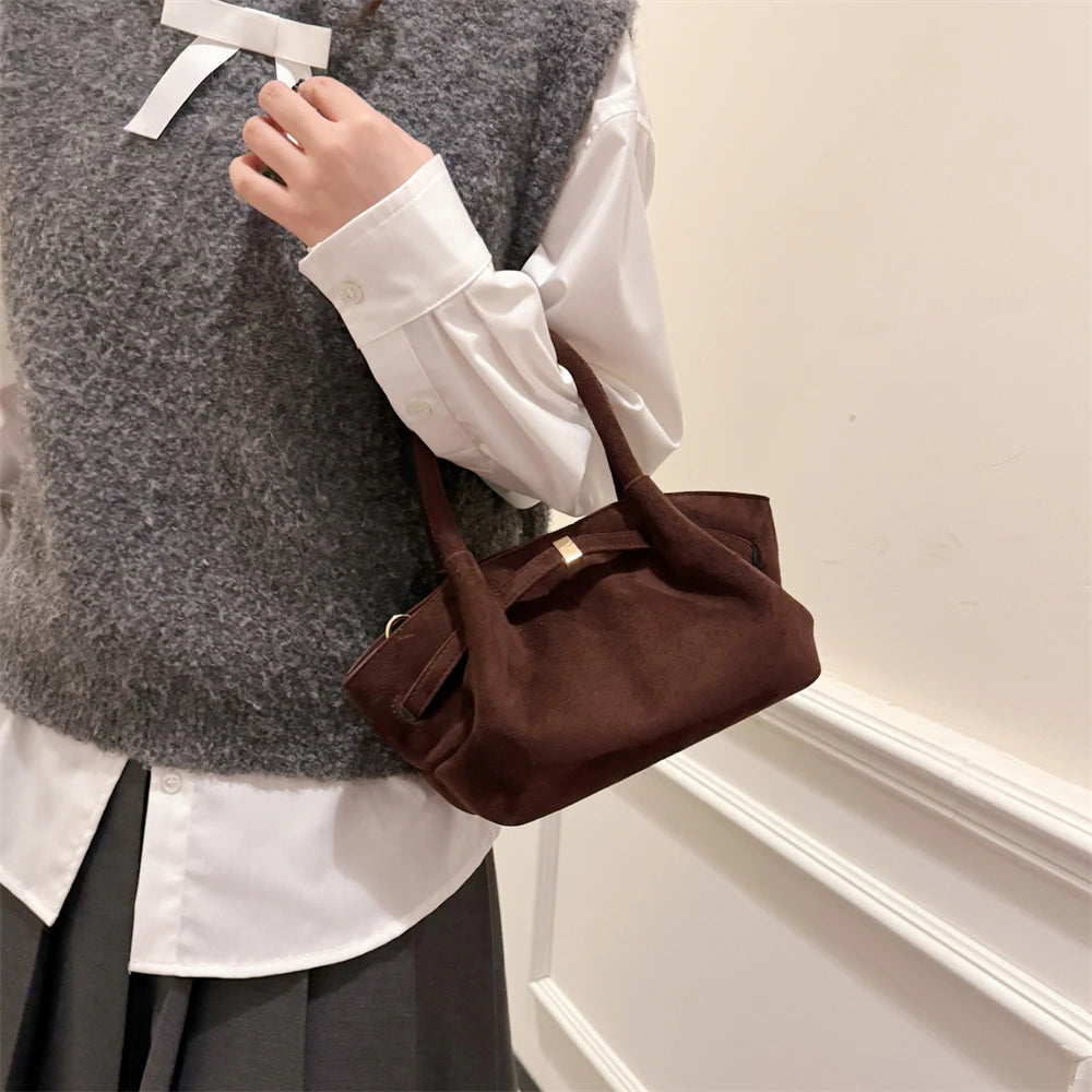 MOODS Burgundy Luxury Suede Handbag for Women