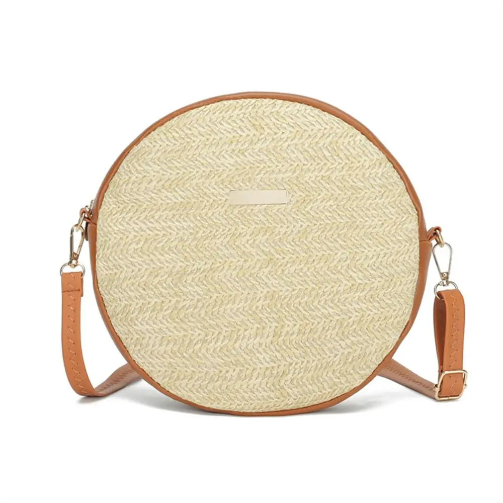 Exquisite Handmade Rattan Round Crossbody Bag