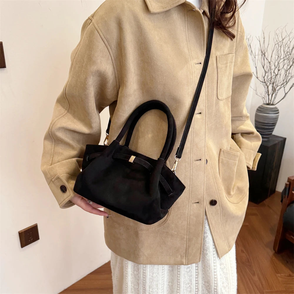 MOODS Burgundy Luxury Suede Handbag for Women