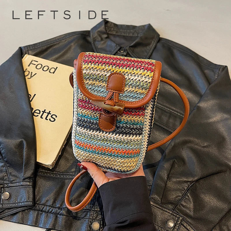 Elegance Weave Mini Straw Shoulder Bag