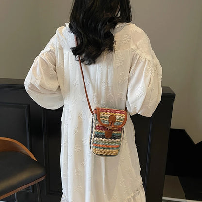 Elegance Weave Mini Straw Shoulder Bag