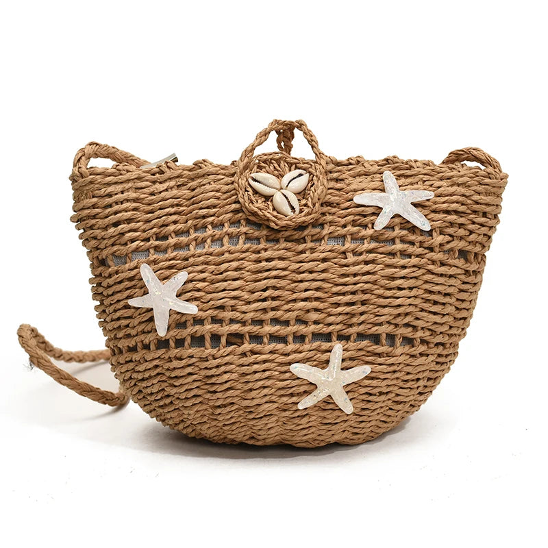 Exquisite Weave Straw Bucket Bag - Summer Elegance