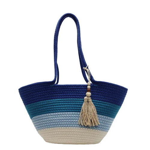 Elegant Woven Stripe Women's Shoulder Bag