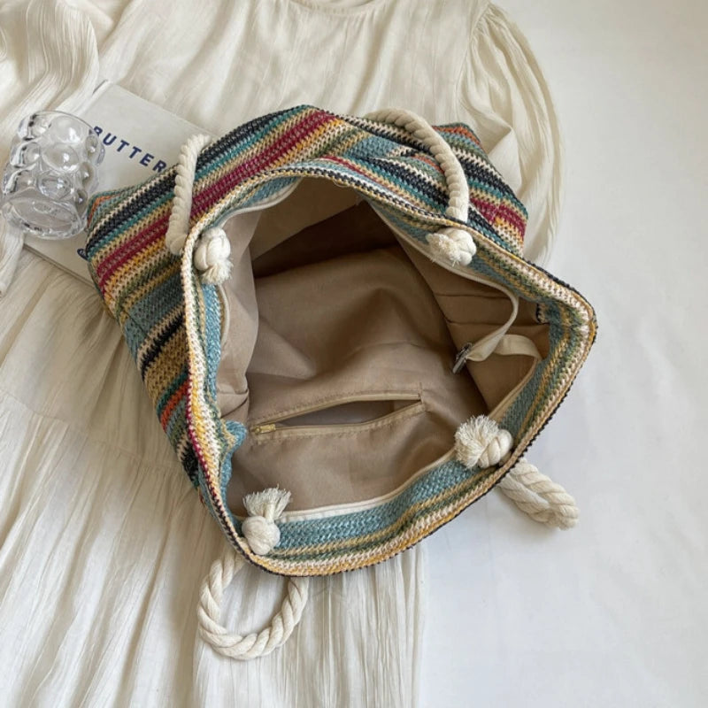 Elegant Ethnic Style Woven Tote Bag