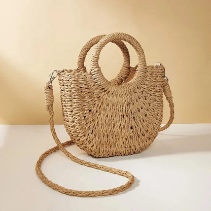 Elegant Half Moon Straw Bag - Summer Essential