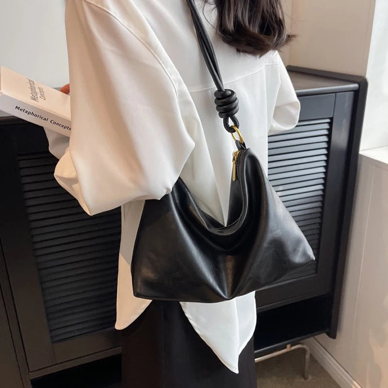 Exquisite Women's Leather Shoulder Bag - Geometric Elegance
