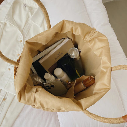 Elegant Handwoven Lemon Embroidery Tote