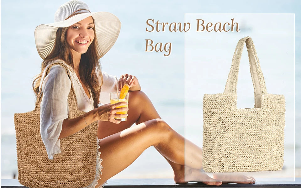 Exquisite Woven Straw Beach Tote for Women