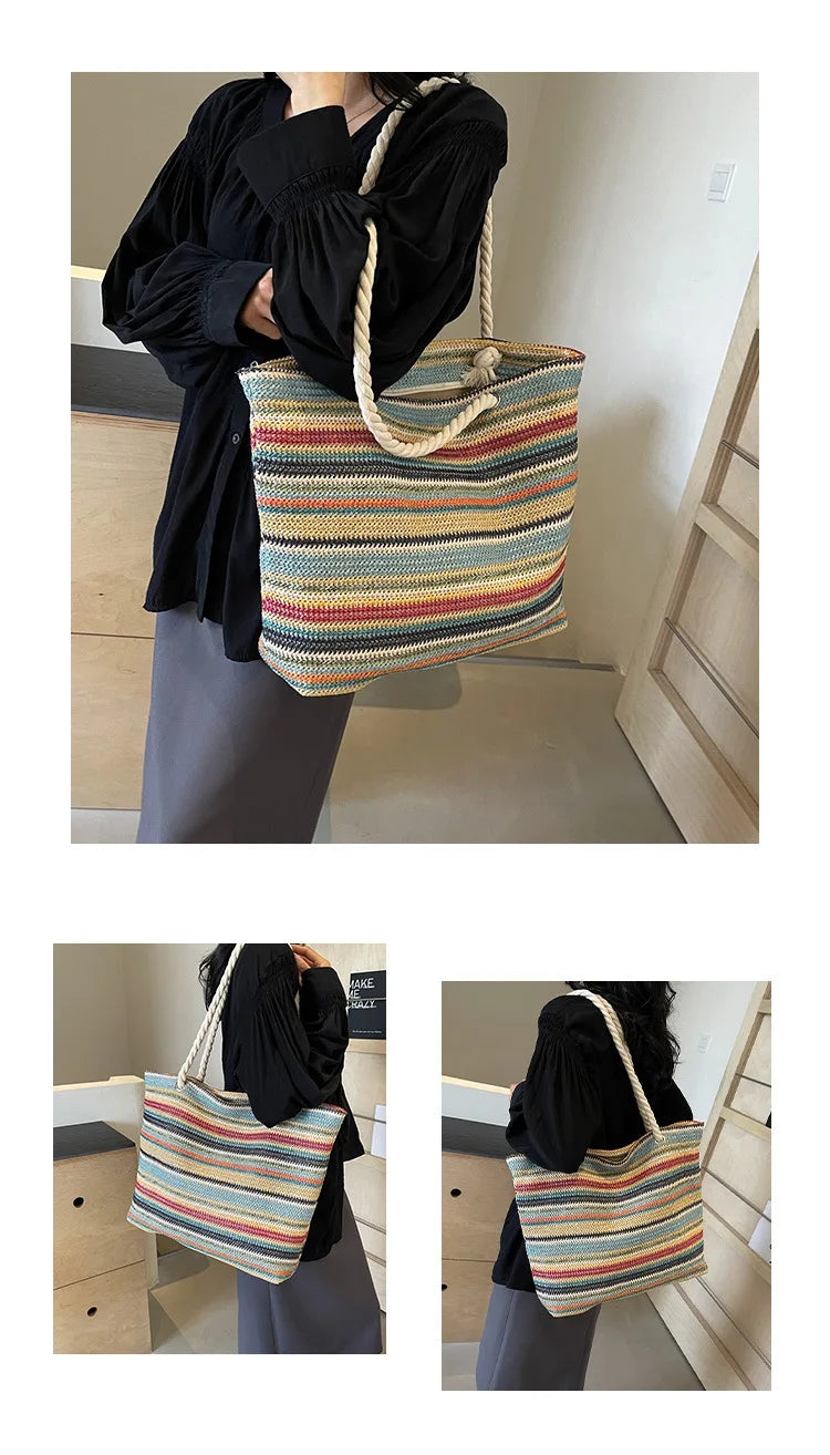 Elegant Ethnic Style Woven Tote Bag