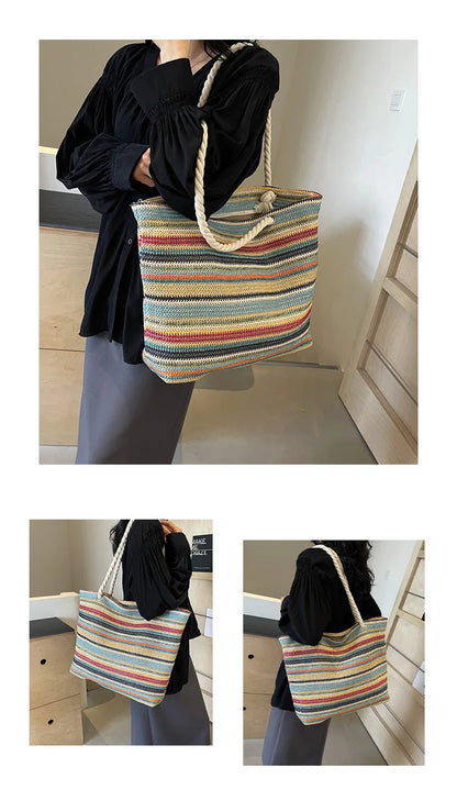 Elegant Ethnic Style Woven Tote Bag