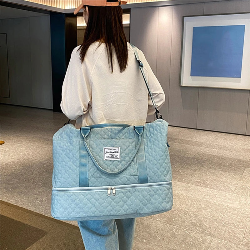 Elegant Women's Travel Duffle Bag with Shoe Compartment