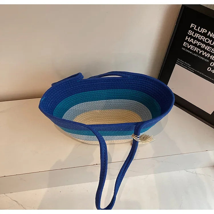 Elegant Woven Stripe Women's Shoulder Bag