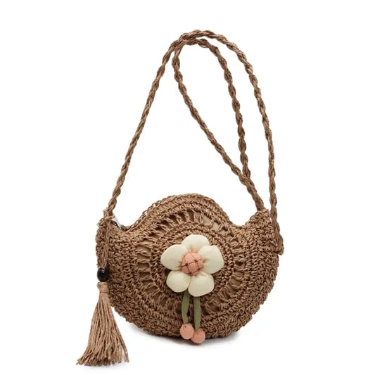 Beachside Elegance: Women's Floral Woven Crossbody
