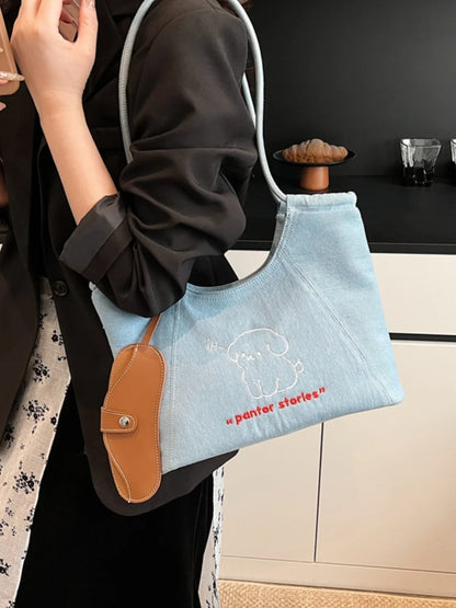Blue Dream Denim Tote Bag - Elegant Women's Shoulder Handbag