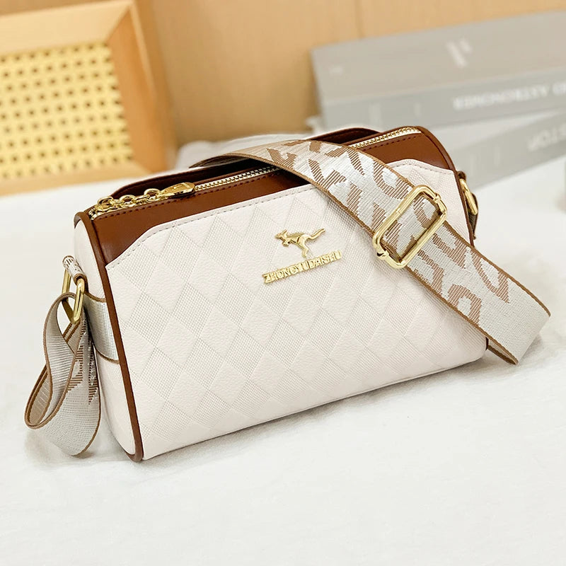 Exquisite Checkered Leather Women's Crossbody Bag