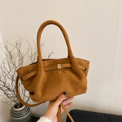 MOODS Burgundy Luxury Suede Handbag for Women
