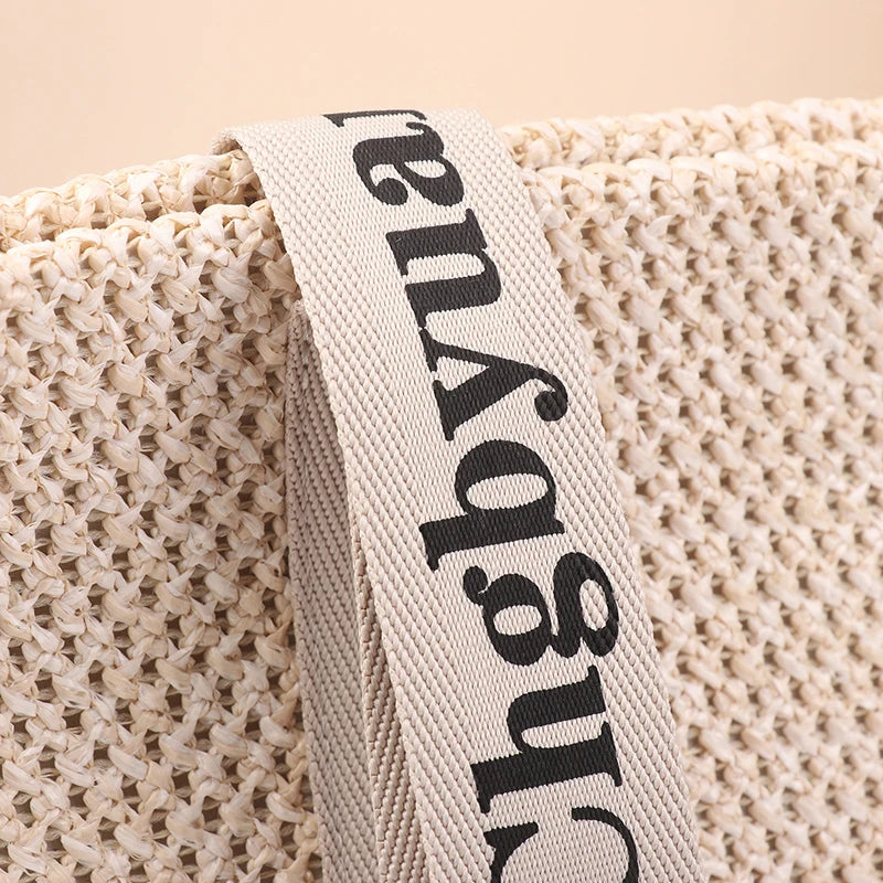 Exquisite Handmade Straw Beach Tote Bag