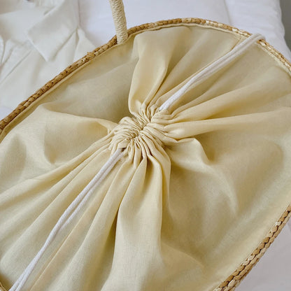 Elegant Handwoven Lemon Embroidery Tote