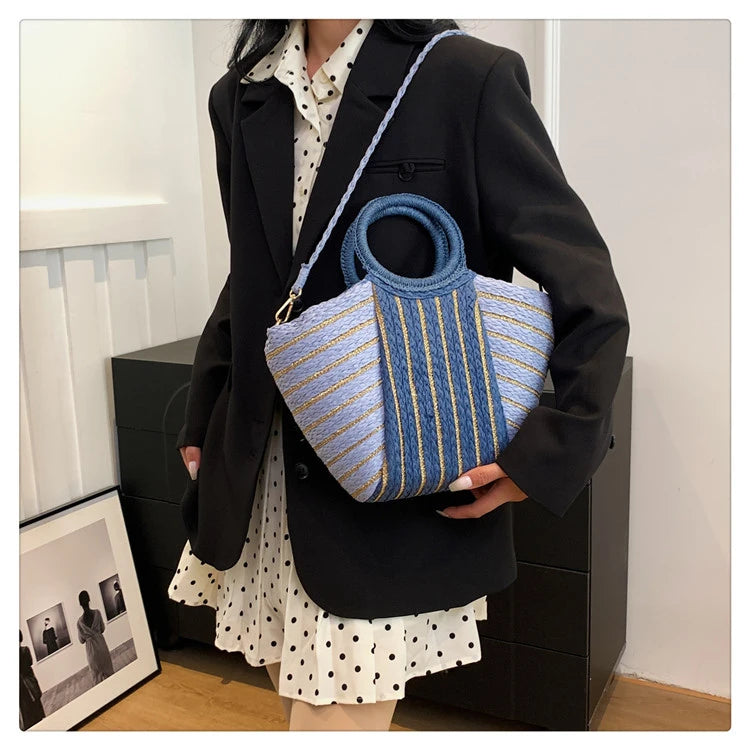 Elegant Straw Tote Bag - Versatile Designer Style