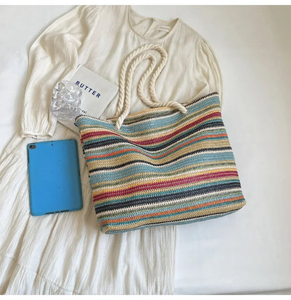 Elegant Ethnic Style Woven Tote Bag