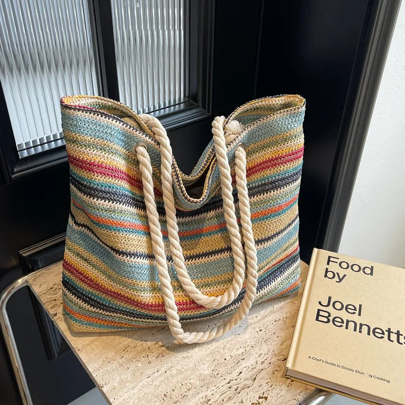Elegant Ethnic Style Woven Tote Bag