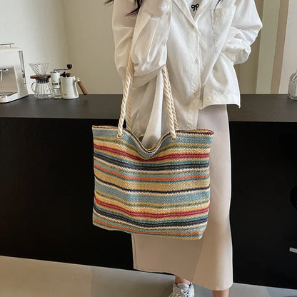 Elegant Ethnic Style Woven Tote Bag
