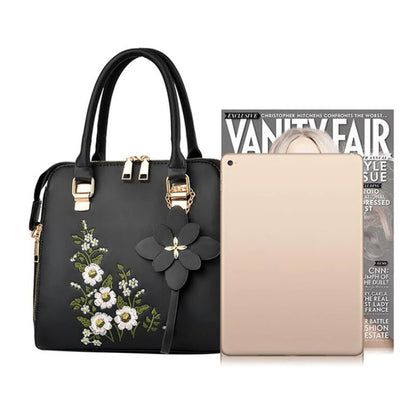Exquisite Embroidered Women's Handbag - PU Leather