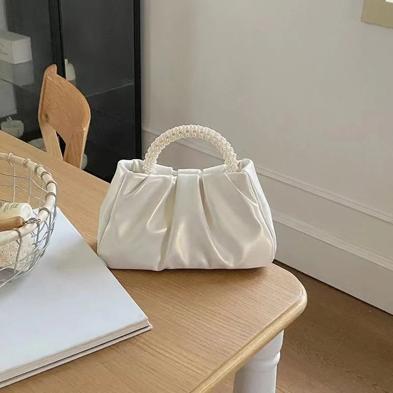 Exquisite Pearl-Embellished Cloud Handbag