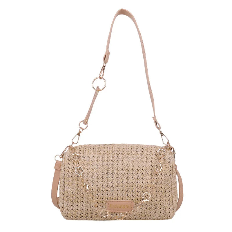 Elegant Woven Straw Women's Handbag - Large Capacity