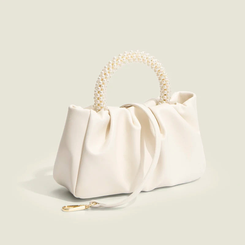 Exquisite Pearl-Embellished Cloud Handbag